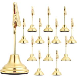 12 Pcs Table Number Holders Gold Metal Place Card Holders with Alligator Clip Table Card Holder Tables Number Stands Tables Sign Holders for Wedding Anniversary Birthday Party