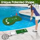 Floating Golf Green for Pool, Patented Pool Golf Game Floating Mat with Ball Retrieve Net/Scoreboard for Party & Training, 35x23"
