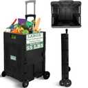 Collapsible Ultra-Slim Pack-N-Roll 4 Wheel Utility Cart, Upto 55 Lbs,Telescop...