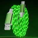10FT LED USB A to C Cable Starry Light Up Type C Charging Cable Lighted USB C Charger Cord Compatible with Phone 16 15, Samsung Galaxy S24 S23, Pixel and More,Green