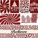 10 Pcs Christmas Kitchen Decor Set Kitchen Towels and Rugs Oven Mitts Pot Holders Absorbent Towels for Baking Cooking BBQ Gifts Home Decor(Red,Christmas Peppermint Candy)