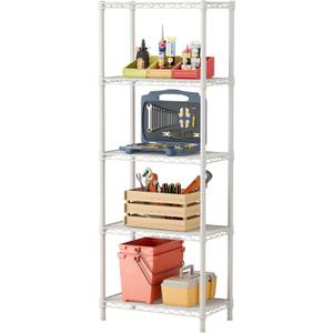 SINGAYE 5 Small Wire Shelves Kitchen Pantry Close Home Organizers and Storage Bathroom Shelf Laundry Room Organization Adjustable Book Metal Garage Shelving Unit, 5-Tier 9.92"D X 15.72"W X 55."H