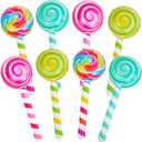 Poen 8 Pcs Large Inflatable Lollipop 29.53 Inch Candy Birthday Party Decorations Inflatable Giant Lollipop Prop Candy Shape Balloons for Themed Party Favors (Vintage)