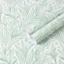 Fiula Peel and Stick Wallpaper Boho Green Leaf Contact Paper Sage Green Botanical Wall Paper Self Adhesive Removable Wallpaper for Cabinets Drawers Bedroom Decor Waterproof Vinyl Roll 17.3"x78.7" 2Pack