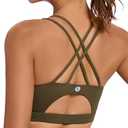 Sports Bras for Women, Padded Green Sports Bra Tank Top Sexy Crisscross Back High Impact Longline Workout Yoga Bra(WX2354Oak Brown, S)