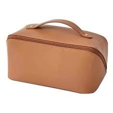 Personalized Makeup Bag for Women - Customized Large Travel Cosmetic Bag with Initial and Name - Premium PU Leather Toiletry Bag with Compartments and Handle for Travel Essentials & Gifts