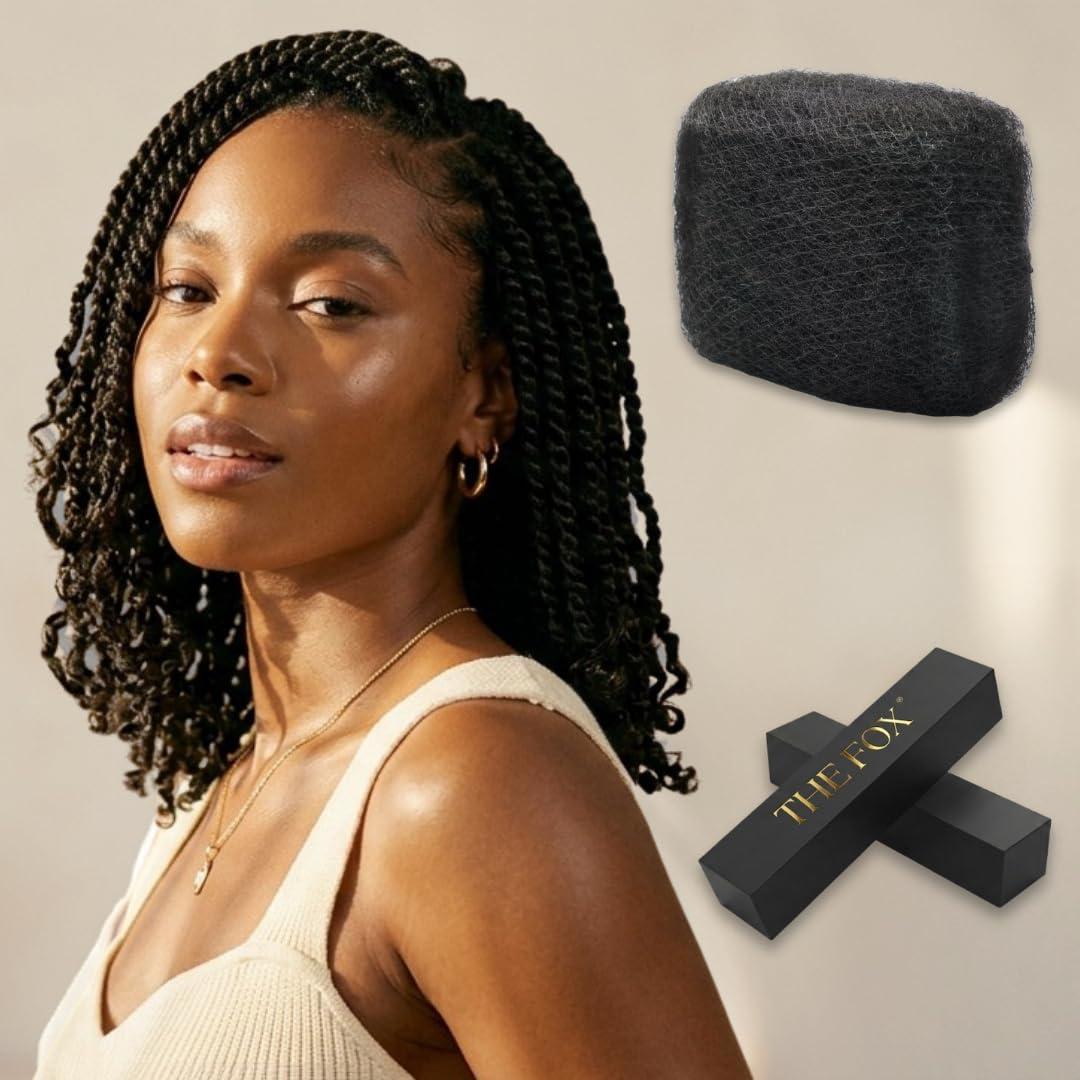 The Fox Afro Kinkys Bulk Human Hair Bundles for Braiding (14 Inch, Natural Color #1B, 50g), 100% Unprocessed Soft 4C Human Hair for Boho Braids, Twists, Dreadlocks & Loc Repair, Kid-Friendly