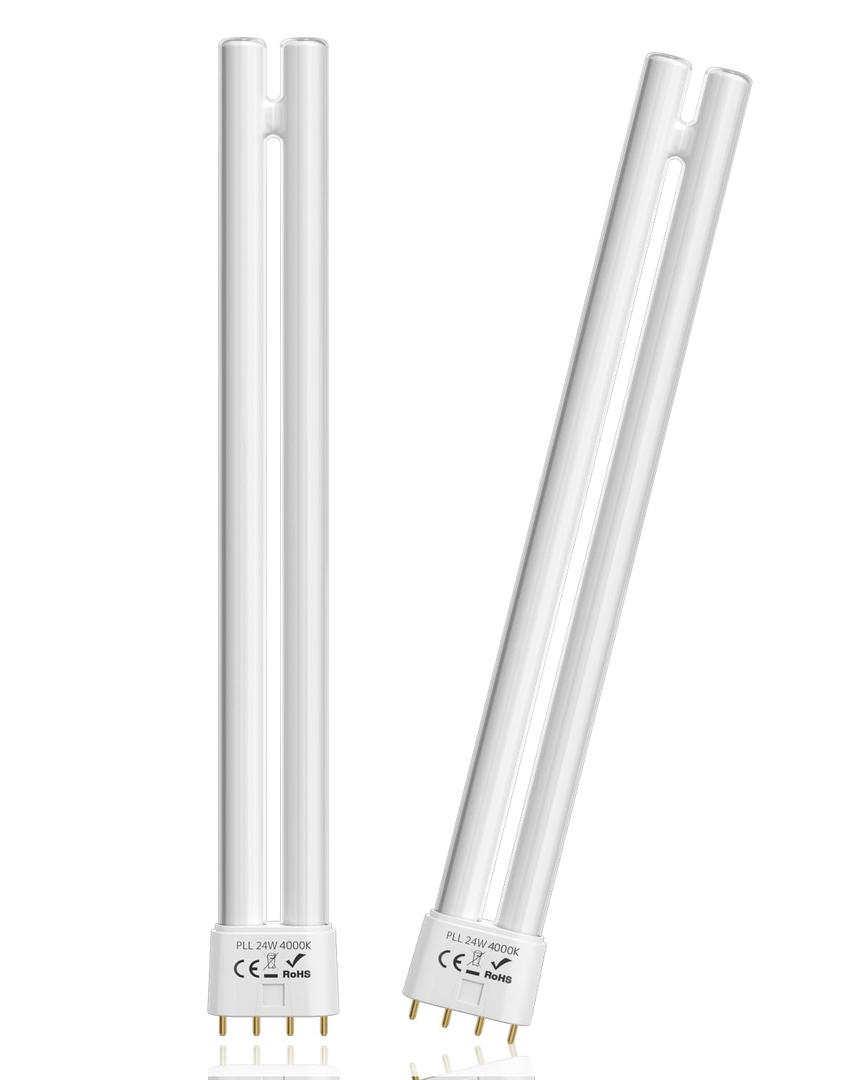 2G11 Base PL24-C 24W Replacement for OttLite Fluorescent Light Bulb, 12.7 Inch 4000K Nautral White PLL 24W 4 Pin CFL Plug-in 2G11 Bulbs, T5 Double Tube Fluorescent Light, Dimmable (2-Pack)