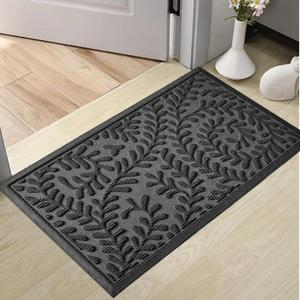 HIYARD Front Door Mat, Heavy Duty Welcome Door Mat Indoor Outdoor, Waterproof Doormat, Sturdy Natural Rubber, Fade Resistant, Easy Clean, Low Profile Entryway Mat Outdoor Entrance, 36×24, Grey