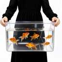 Geelin 4 Gallon Plastic Fish Tank Large Bowl Shatterproof with Crystal Clear Clarity for Terrarium, Flower Vase Centerpiece Gift for Fish Lovers(Square)