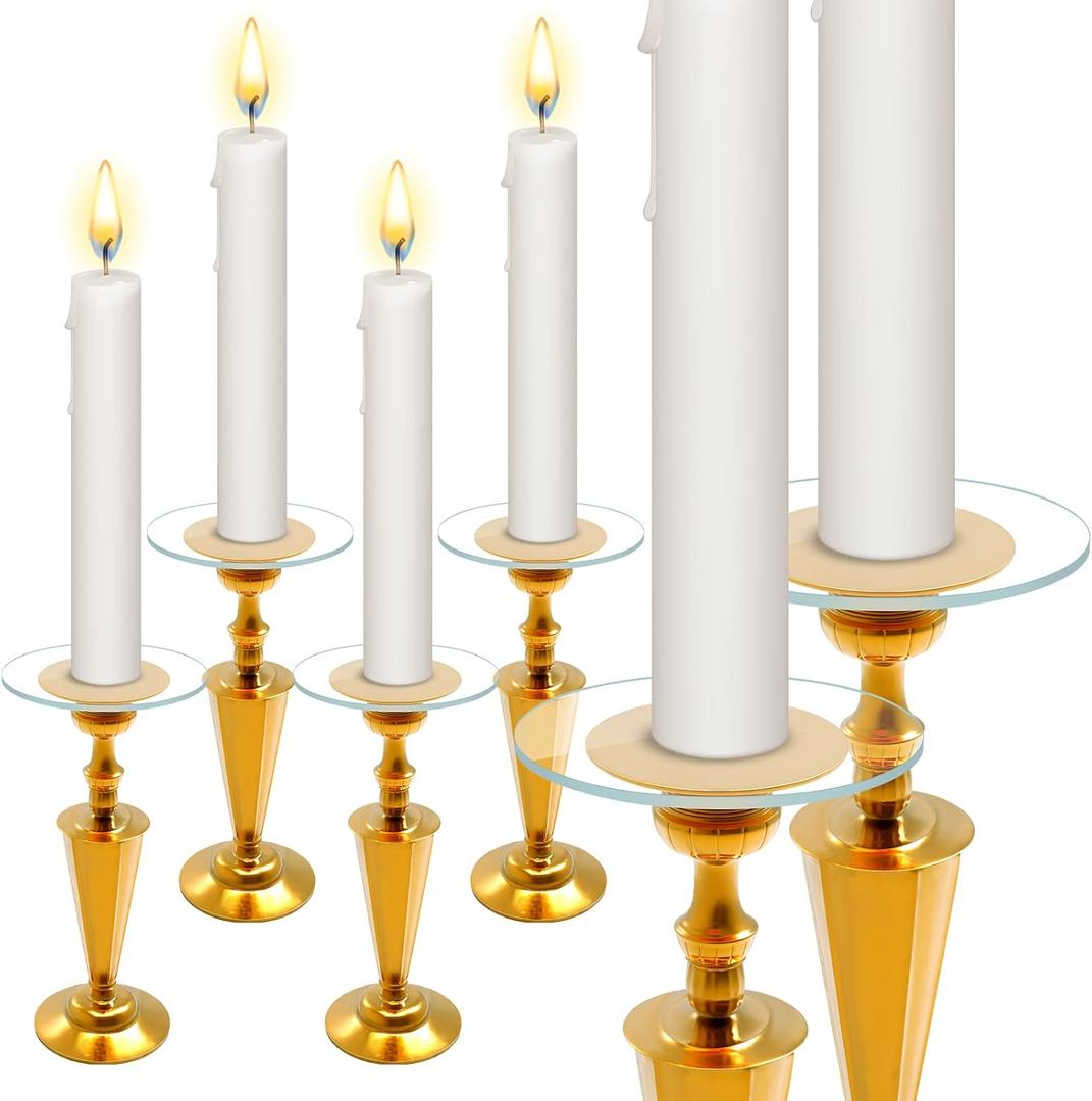 Vesici 15 Pcs Glass Candle Drip Protectors for Candlesticks Clear Glass Bobeches Round Wax Catchers for Candlesticks Candle Rings Bobeches for Church Wedding Home Party