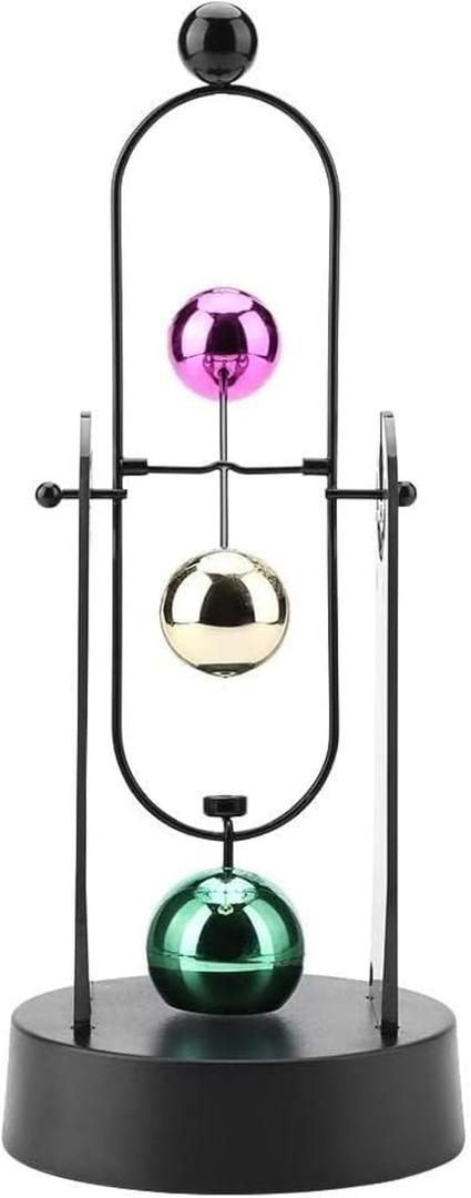 ZJchao Perpetual Motion Machine, Electronic Swinging Model, Art Craft Decoration Perpetual Motion Swing Balance Balls Office Desk Science Ornament Home Decor Gift(No Batteries Included)