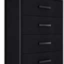 tinge Zana Premium Fabric Dresser - Strong Metal Frame, 4 Spacious Sag-Proof Drawers & Sturdy Wooden Top Shelf - Premium, Sleek & Durable Storage Solution for Your Home (Black)