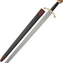 SZCO 37" Knights Templar Sword Medieval Crusader Decorative Knight Sword with Black Leather Wrapped Handle & Matching Leather Scabbard for Adults, Cosplay & Display