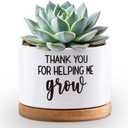 Thank You for Helping Me Grow Plant Pots Funny Small Succulent Pots Gifts Cute Planters Flower Pots Ceramic Pots for Plants Cactus Pot Thank You Plant Pot for House Indoor Garden, Plant Not Included