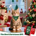 2 x Valentines Day Dog Bandana with Unique Quick-Release Buckle and Retractable Design,Triangle Reversible Bibs Breed for S-M Dog and Cat,Green Plaid Bandana with Christmas Santa Print in a Gift Box(M)
