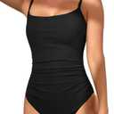 Eomenie Women's One Piece Swimsuits Tummy Control Ruched Bathing Suit 1 Piece Swimwear large