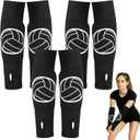 Sosation 3 Pairs Volleyball Arm Sleeves for Girls Boys Passing Forearm Sleeves with Protection Pad and Thumbhole for Years 5-8 (black)