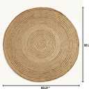 GRUHUM Handwoven 8ft Jute Area Rug Natural Fiber Cotton Round Boho Farmhouse Rustic Vintage Soft Braided Reversible Eco Friendly Rugs- Indoor Outdoor Kitchen Bedroom Living Room Hallways (8'ft Round)
