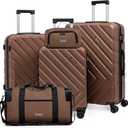 Eeeza Luggage Sets,5 Piece (20"/24"/28"/DB/TB) dark brown