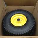 RONPOW 15x6.00-6nhs Lawn Mower Tires and Wheels, Riding Lawn Mower and Tractor Front Pneumatic Tire Replacement Assembly, Compatible with john deere Mower, 3" Offset Hub, 3/4" Bearing, 2Pack Yellow