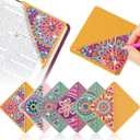 6 PCS Diamond Art Bookmarks, Diamond Painting Bookmarks for Book Lovers 5D DIY Bookmark Corner Bookmark Adults Crafts Diamond Art Kits for Adults Kids Home Office Beginner Adults Gift (Mandala Floral Style B)