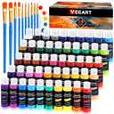 50 Color Acrylic Paint Set, 2oz Bottles, Rich Pigmented Canvas Paint with 10 Brushes &Palette, Professional Art Supplies Kit for Adults & Kids, Non-Toxic, Suitable for Canvas, Rocks, Wood
