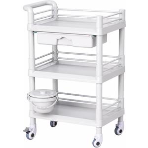 Rolling Utility Cart,Qiwey Utility Cart with Big Drawer,3-Tier Esthetician Cart with Wheels for Beauty Salon SPA Commercial Hospital Office Lab Cart White