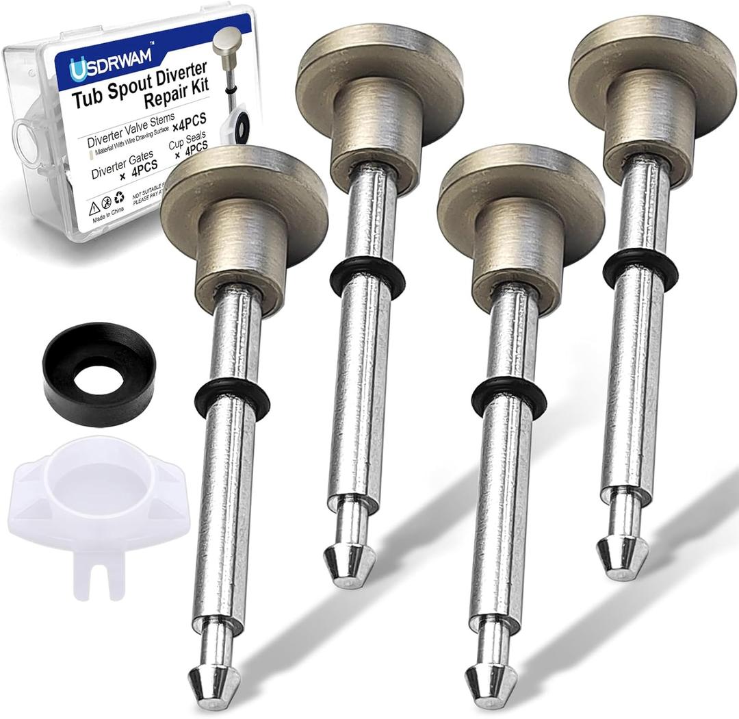 4 Set Tub Spout Diverter Valve Stem Repair Kit for Moen 101237, Includes 4 Copper Diverter Gates and 4 Cup Seals