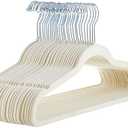 Amazon Basics Slim, Velvet, Non-Slip Suit Clothes Hangers, Ivory/Beige- Pack of 15