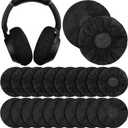 BBTO 100 Pieces Headphone Ear Covers Disposable Earphone Sanitary Non-Woven Stretch Earpad Covers Fit for Most on Ear Headphones(11 cm,Black)