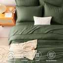 CozyLux Oversized Queen Comforter Set Olive Green Seersucker 7 Pieces 98x98 Bed in a Bag Comforter Set with Sheets, Luxury Soft Bedding Set with Down Alternative Comforter, Sheets, Pillowcases & Shams