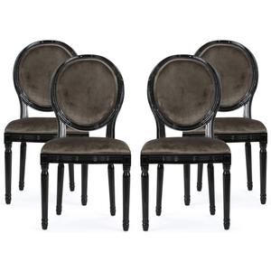 Christopher Knight Home Faithe Contemporary Velvet Dining Chairs (Set of 4), Gray, Gloss Black