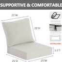 Goodgoods 25 x 25 Outdoor Patio Deep Seat Cushions 2-Pack, 1000+ Hours Fade-Resistant & Water-Resistant Outdoor Furniture Chair Cushions with 30D High-Resilience Foam for Sofa Chair, Light Gray, 25''x25''x5.5''
