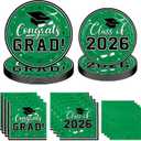 Graduation Party Plates and Napkins,2026 Graduation Party Supplies Congrats Grad Class of 2026 Theme Tableware for College High School Congrats favors Serve 50（Green）