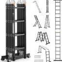 VEVOR Multi-Purpose Folding Ladder, 7-in-1 Tall Extension Step Ladder, A Frame 4 Step with Scaffolding Plank Telescoping Ladder, 15.5ft Reach Height Heavy Duty, 330 lbs Capacity for Home Outdoor