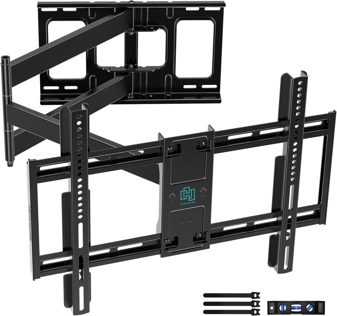 HCMOUNTING 43 Long Arm TV Wall Mount for Most 42-80 Inch TVs, Extra Long Extension Full Motion Articulating Dual Arms TV Bracket with Tilt, Swivel, Holds up to 110 lbs, Max VESA 600x400mm
