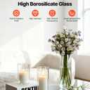 VEVOR Pillar Candles and Glass Vases Set 120 Pcs, Clear Cylinder Hurricane Candle Holders for Wedding Centerpieces, Tall Vase for Table Decor, Wedding Party,Thanksgiving,White (2.56" x 4.7",5.9",7.9")