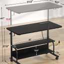 Armocity Rolling Standing Desk with Power Outlets, 32" Manual Height Adjustable Mobile Computer Desk with Wheels, Small Portable Sit Stand Laptop Couch Table for Bed & Sofa Home Office, Black