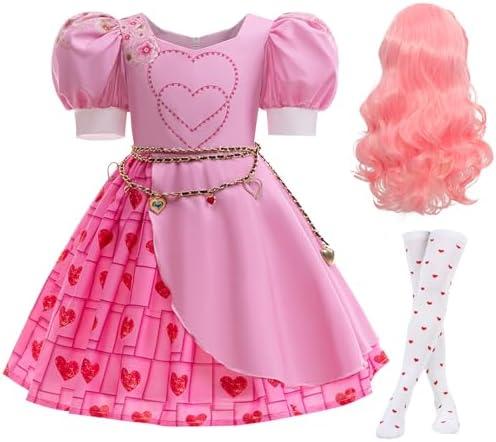 ADREIT Kids Rise Red Costume Girls Bridget Pink Princess Dress Movie Cosplay Halloween Outfit, Size: 140 (7-8Y)