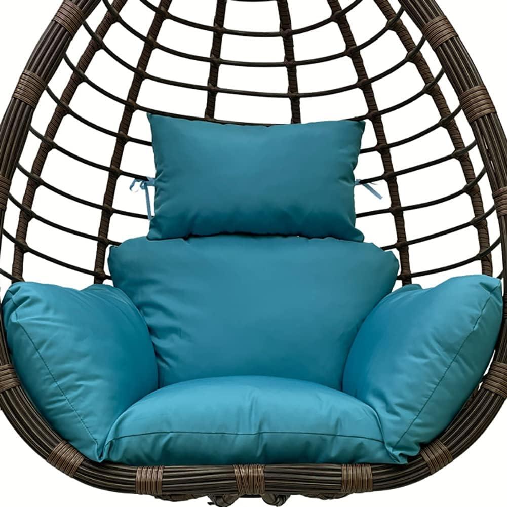 Egg Chair Cushion Waterproof Outdoor/Indoor-Thicken Hanging Basket Swing Cushion,Hanging Egg Chair Cushion Replacement with Headrest for Outdoor Patio Garden Furniture
