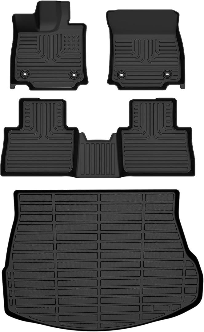 Wayhigh-All Weather Floor Mats & Cargo Liner for 2022-2025 Lexus NX/NX250/NX350/NX350h/NX350 F Sport/NX450h+/NX450h+ F Sport (Not for Hybrid Models) TPE Waterproof Heavy Duty Rubber Floor Accessories
