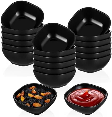 Amazon.com | Nodaaiie 20 Pack Black Wheat Straw Small Bowls, 4.5 OZ Unbreakable Dipping Sauce Dishes, Microwave & Dishwasher Safe Mini Prep Bowls for Snacks, Desserts, Condiments: Dessert Bowls