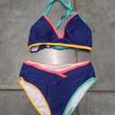 popvil High Waisted Bikini Sets for Women Neon Two Piece Swimsuit Sexy High Cut 2026 Bathing Suit XL