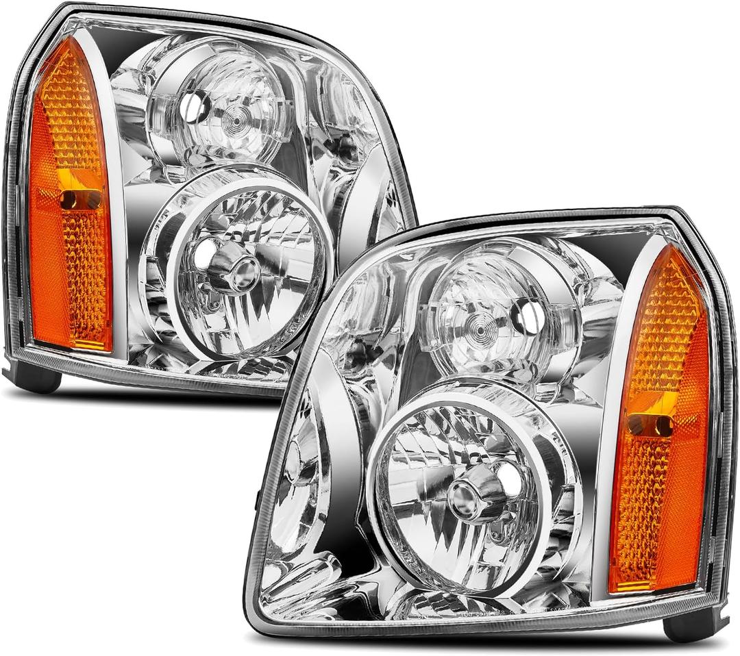 Headlights Assembly Replacement for 2007 2008 2009 2010 2011 2012 2013 2014 GMC Yukon/ Yukon XL 1500 2500 Halogen Headlamp Factory Style,Driver and Paseenger Side
