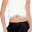 Forever 21 Womens Rhinestone-Trim Tank Top (Medium, White)