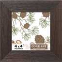 CORE ART 4x4 Picture Frame, Handmade Wood Rustic Brown Photo Frame, High Definition Semi-tempered Glass Wall or Tabletop Display (4x4 - 1 pack)