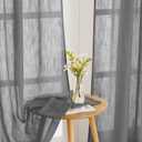 PONY DANCE Dark Grey Sheer Curtains for Kitchen Windows - Short Small Curtains Privacy with Light Filtering for Kitchen/Nursery Rod Pocket & Back Tab Semi Sheer Linen Drapes, W52 x L54, 2 Panels (52"W x 54"L (Pack of 2))