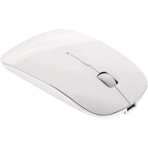 Tsmine Bluetooth Wireless Mouse - Slim Rechargeable, Noiseless Click & 3 Adjustable DPI Levels for Laptop, Tablet, iMac, MacBook Air - White