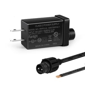 12V 9W 0.75A Class 2 Power Supply, AC to DC Low Voltage Transformer, IP44 Inflatable Power Adapter for LED Strip Lights, Christmas Decor Light, Indoor/Outdoor Use, UL Listed
